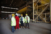 From left, Patrick Harvie MSP, John Robertson, managing director of BiFab, Mike MacKenzie MSP and Murdo Fraser MSP in the BiFab fabrication plant in Methil, Fife.